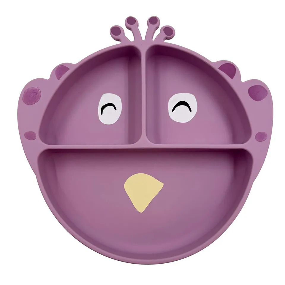 Trixie Baby Vaisselle Assiette avec ventouse en silicone et compartiments Mrs. Peacock