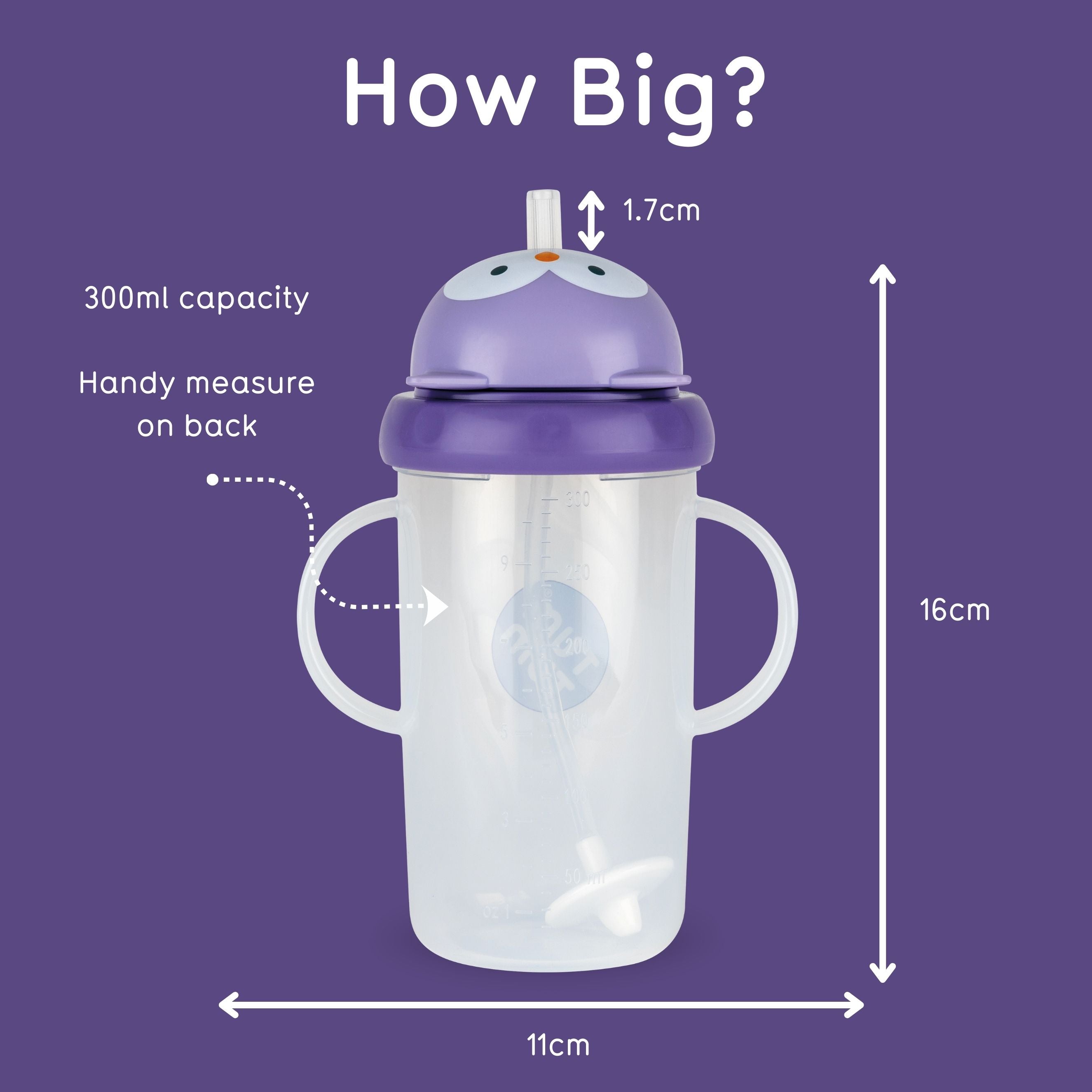 Tum Tum Cups Tall Tippy Up gobelet bébé à paille lestée Olivia Owl 300 ml