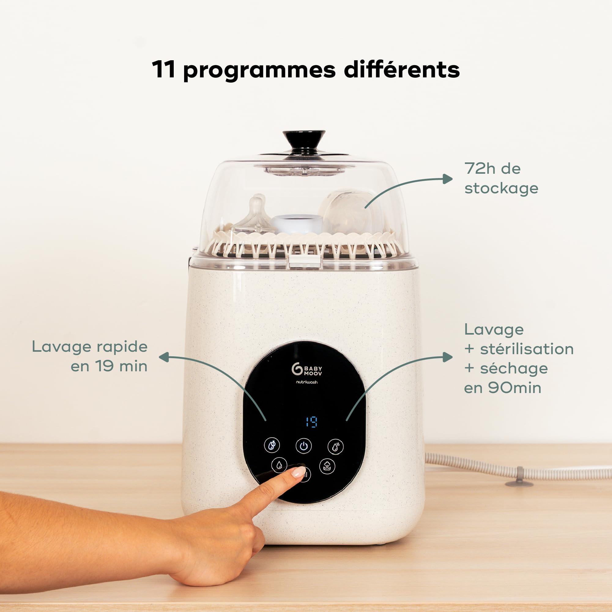 Babymoov Nutribaby / Duo Meal NutriWash lave-biberon électrique 4-en-1 beige