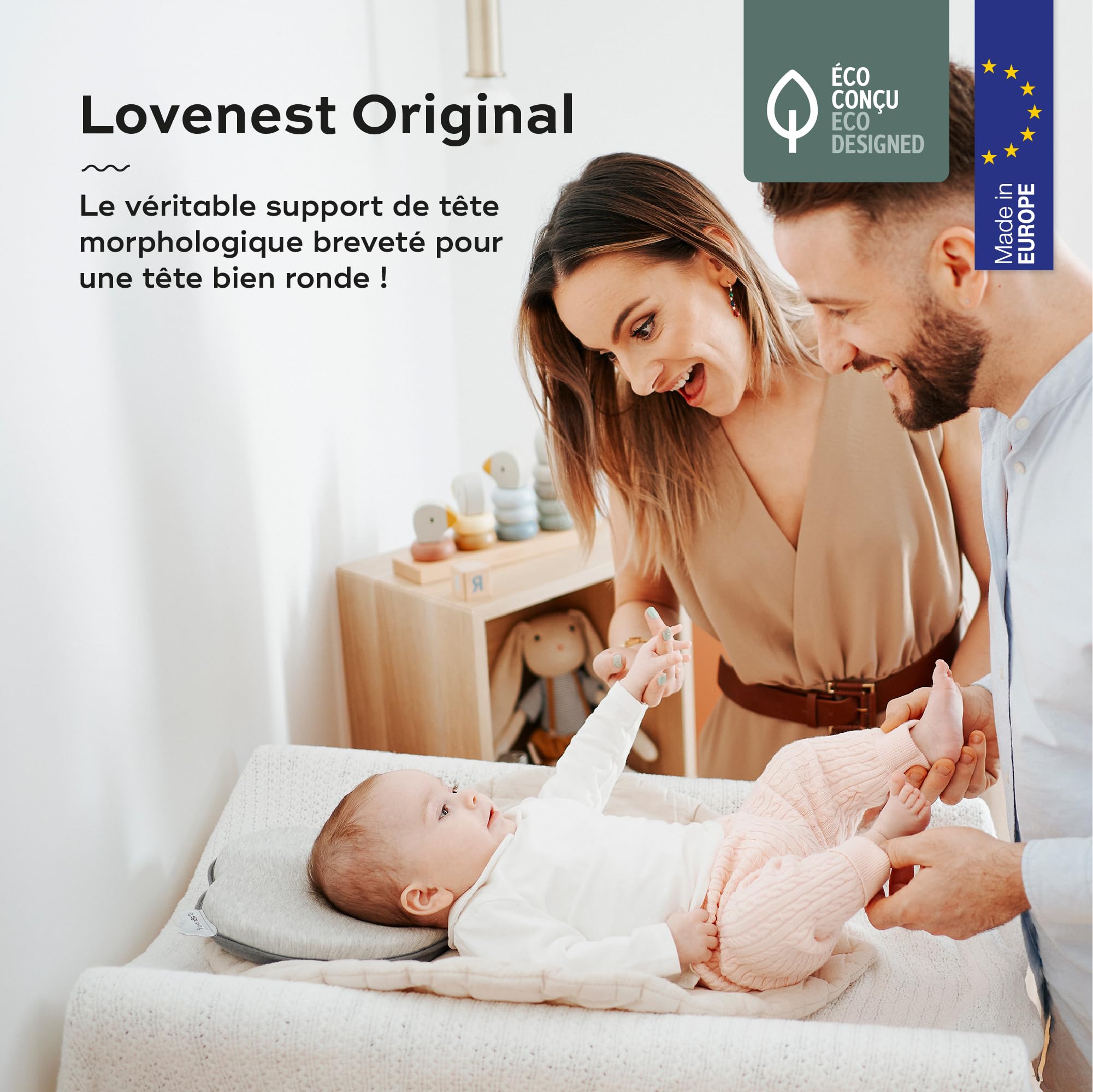 Babymoov Swoon Lovenest Original support de tête Smokey, coton bio