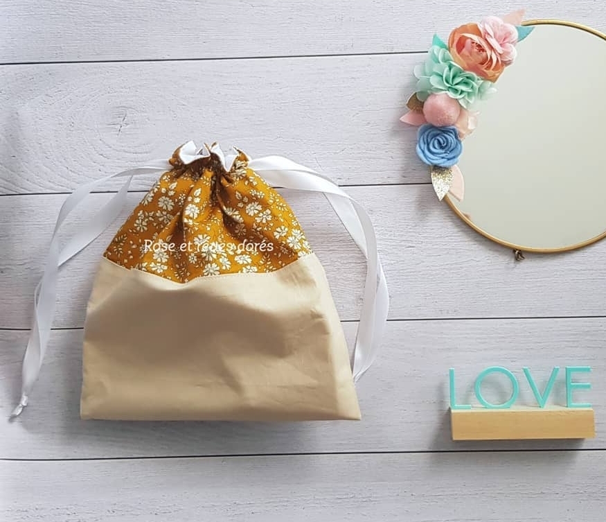 Rose et rêves dorés Créations sur-mesure pochon sur mesure