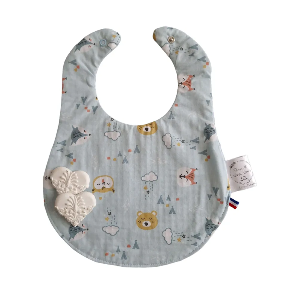 Rose et rêves dorés Bavoirs Petits animaux bavoir bébé coton