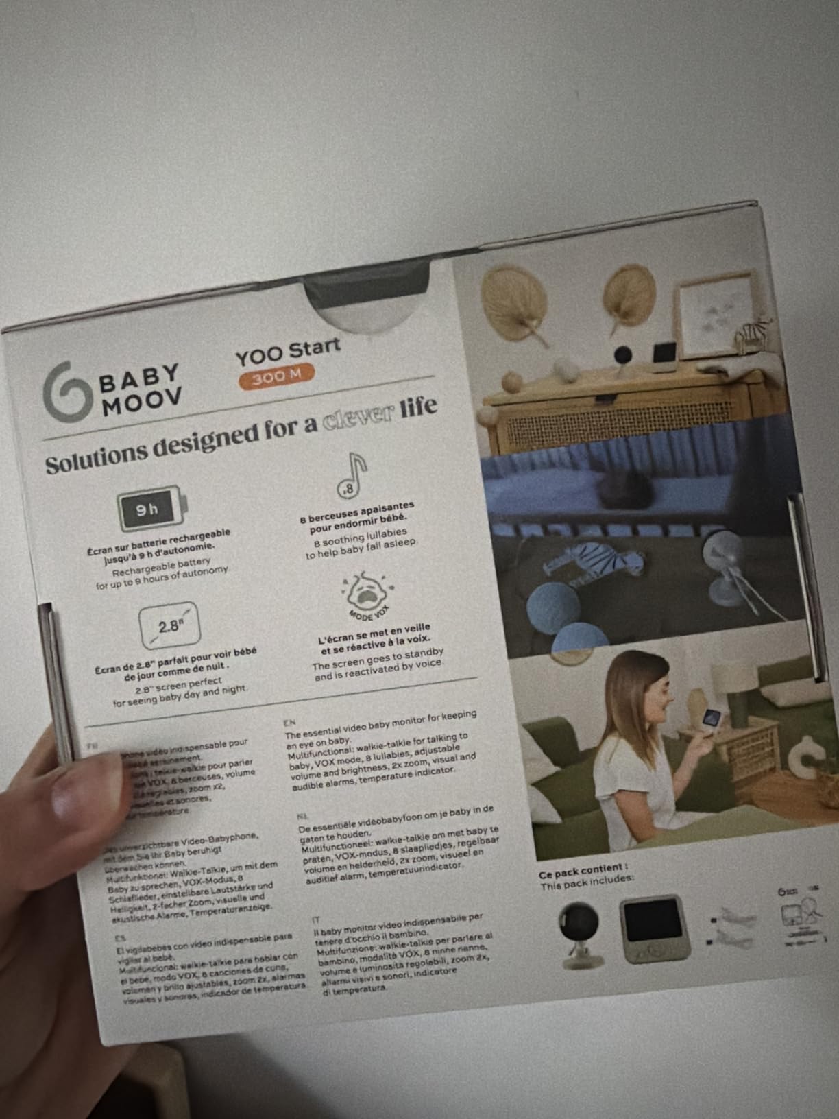 Babymoov YOO Start babyphone vidéo 300 m avec vision nocturne