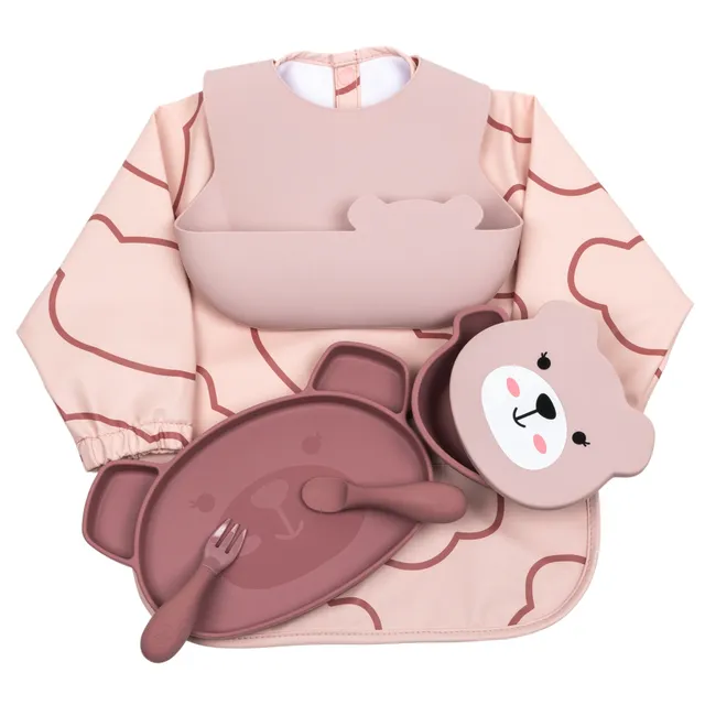 Tum Tum Weaning Baby Weaning Bibs Bundle coffret repas rose