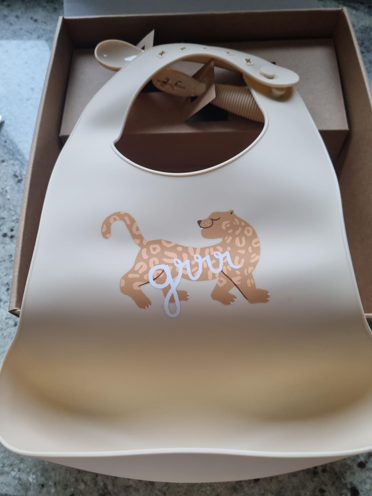 Babymoov coffret premiers repas bébé en silicone Mini Roar beige