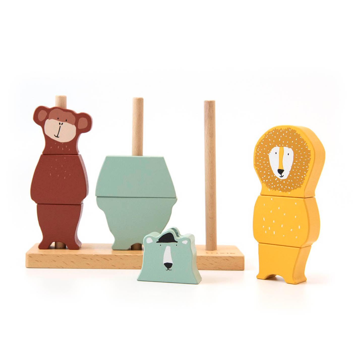 Trixie Baby Jouets à empiler Puzzle animaux à empiler en bois