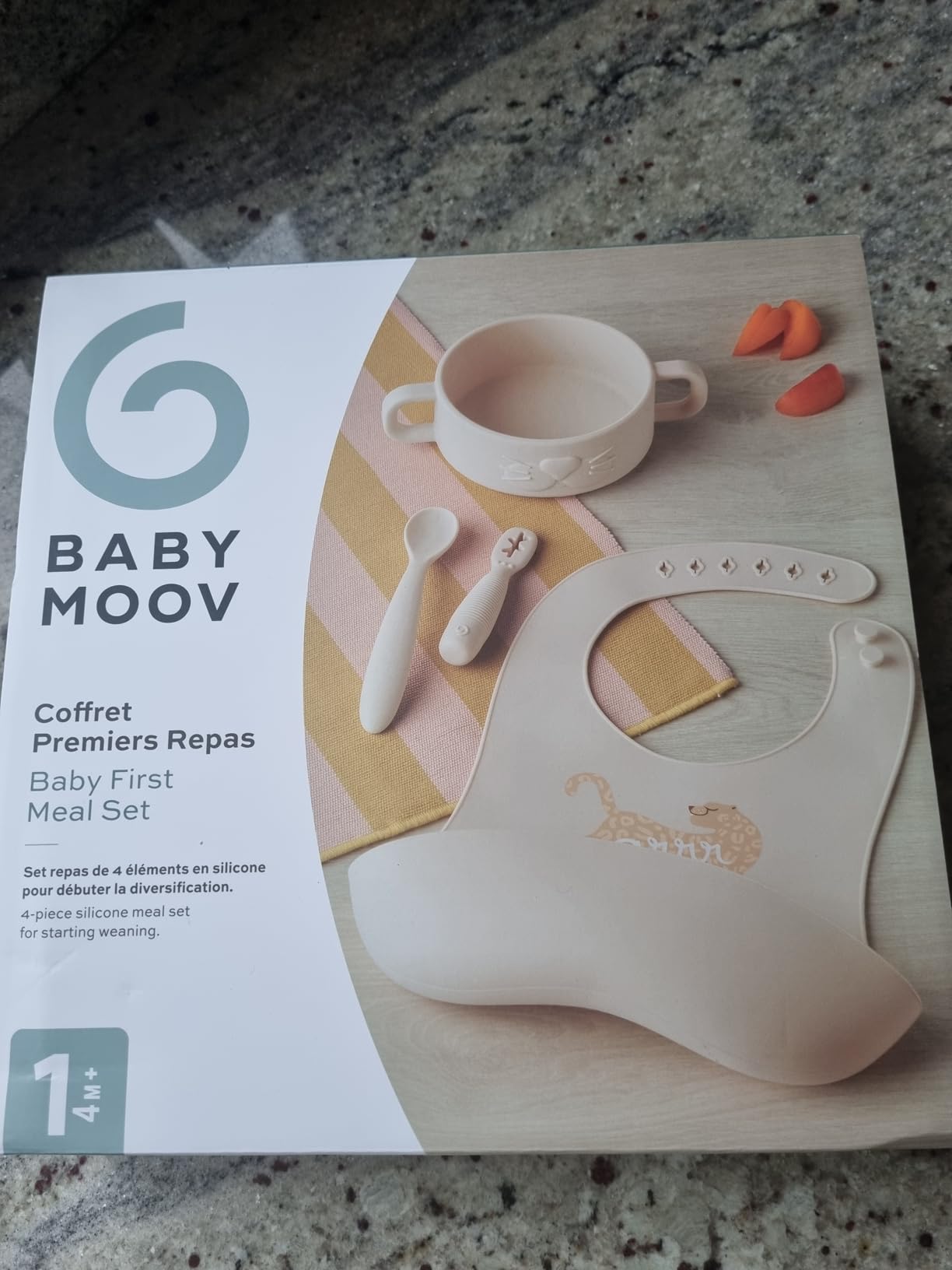 Babymoov coffret premiers repas bébé en silicone Mini Roar beige