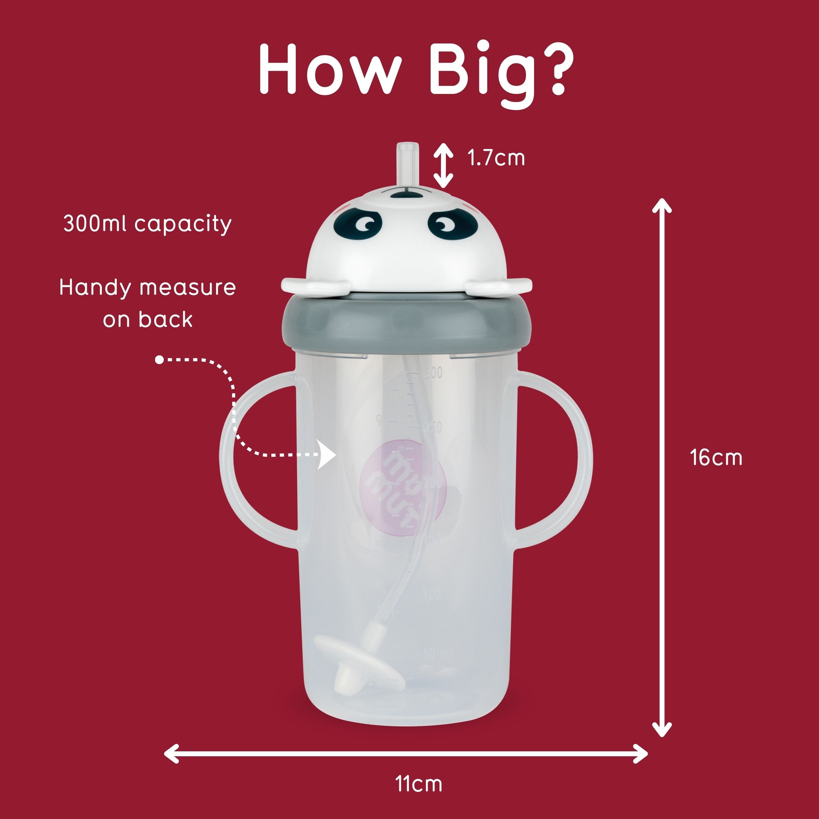 Tum Tum Cups Tall Tippy Up Sippy Cup Pip Panda 300 ml à paille lestée