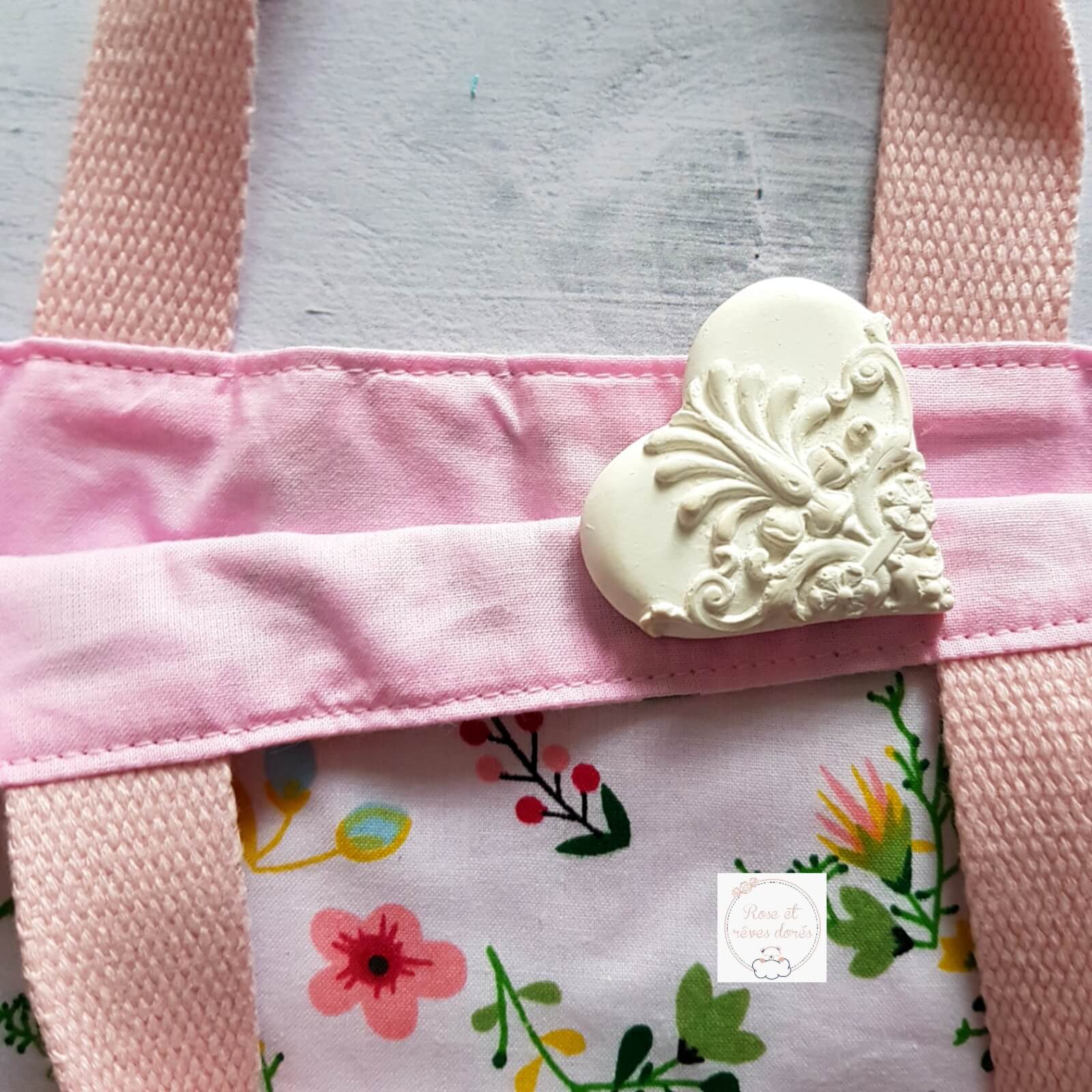 Rose et rêves dorés P’tit tote bag enfant Oiseaux de paradis réversible