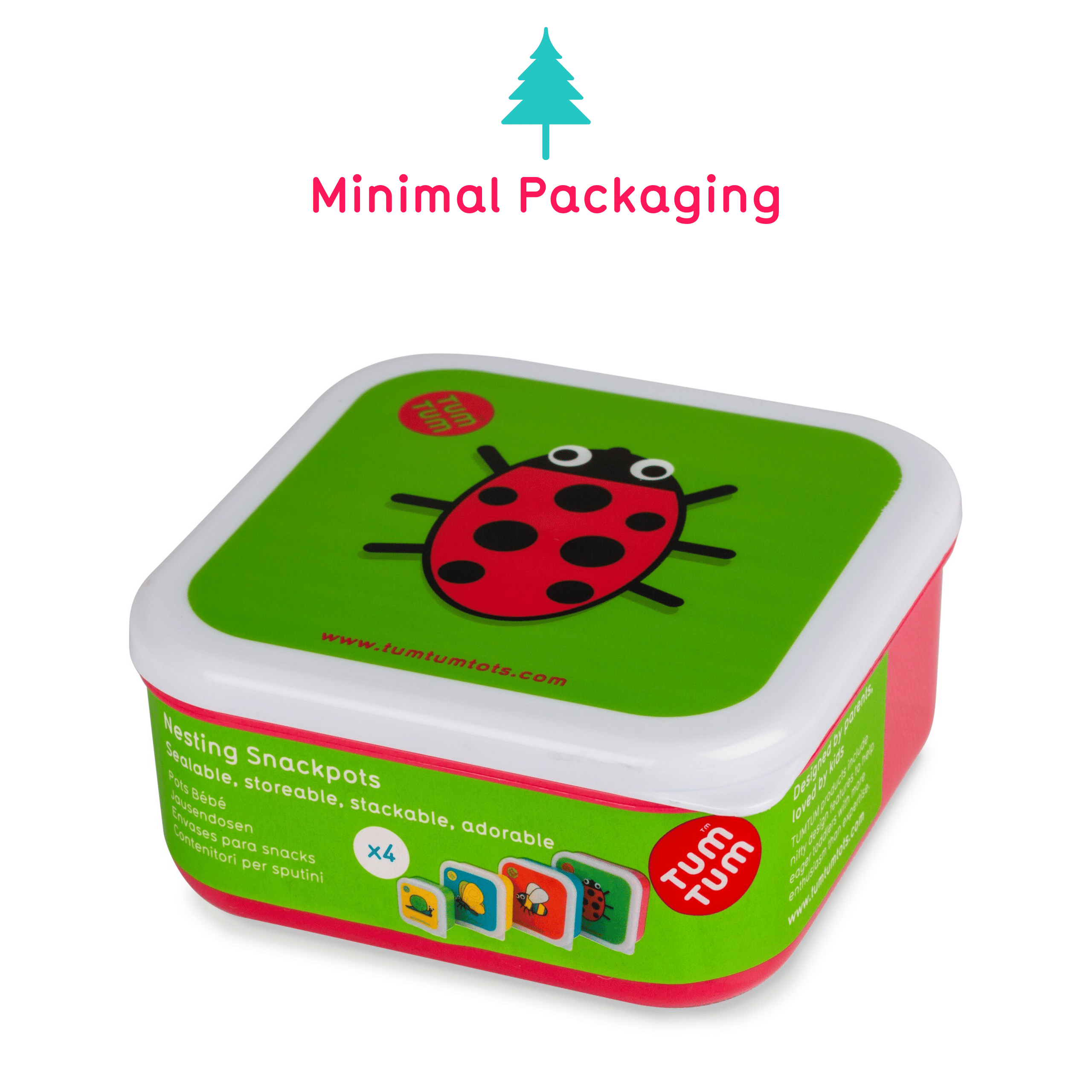 Tum Tum Lunch Boxes boîtes à goûter gigognes Bugs, lot de 4