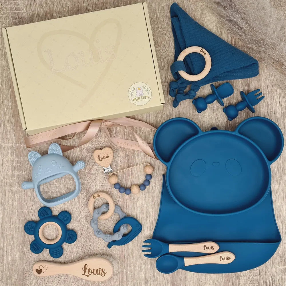 Baby-Crea Coffret naissance personnalisé 10 accessoires Vert olive