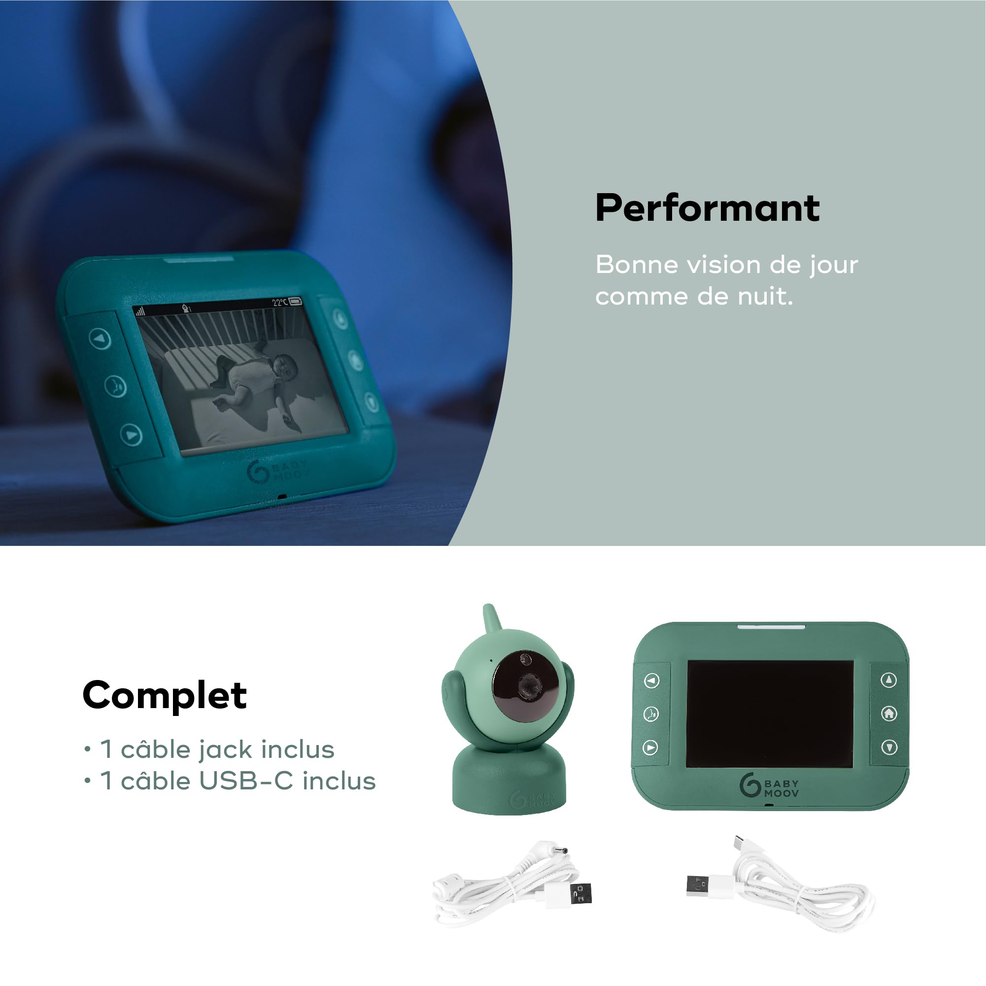 Babymoov YOO Twist babyphone vidéo caméra motorisée 360° écran 3,5 pouces
