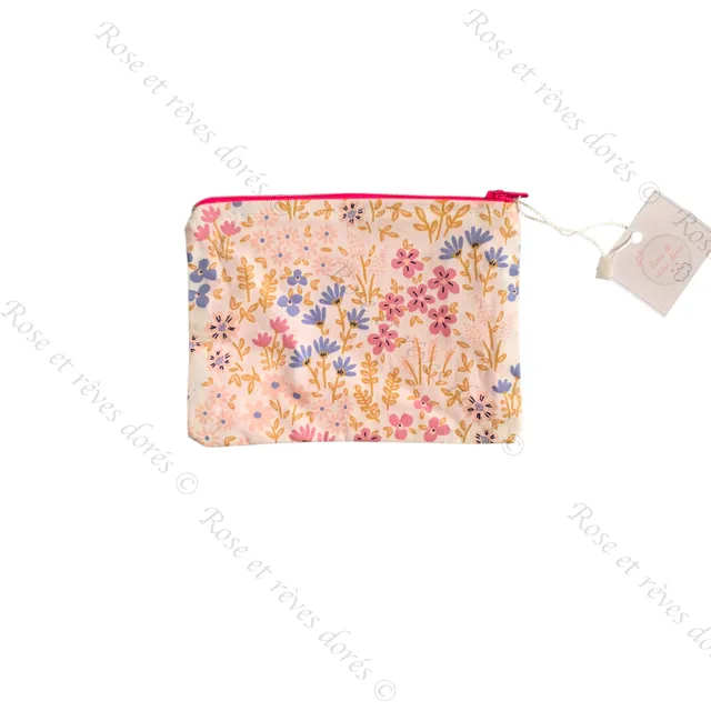 Rose et rêves dorés Pochettes et trousses diverses Pochette M jardin fleuri