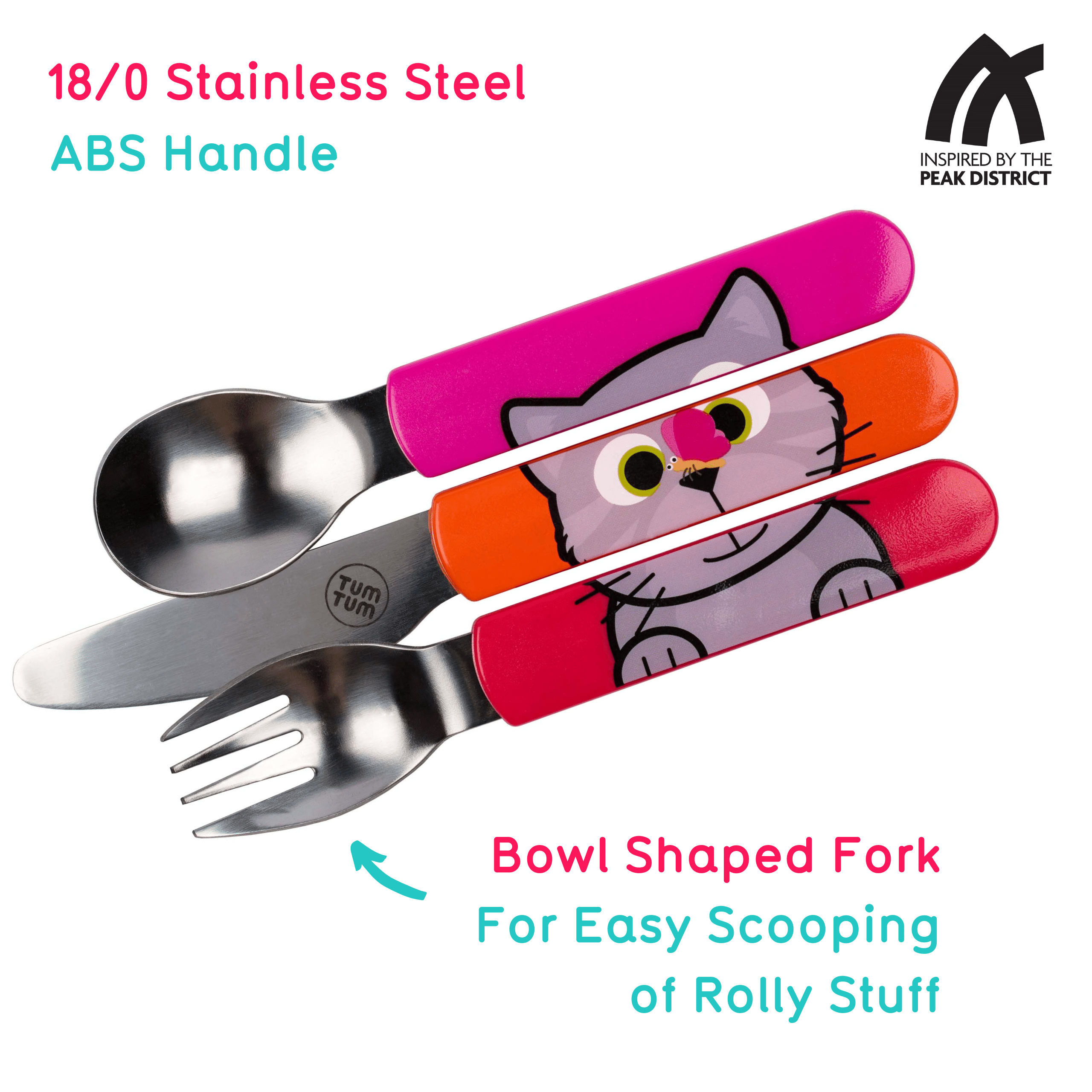 Tum Tum Cutlery Easy Scoop Toddler Cutlery couverts enfant Bluebell the Cat avec étui