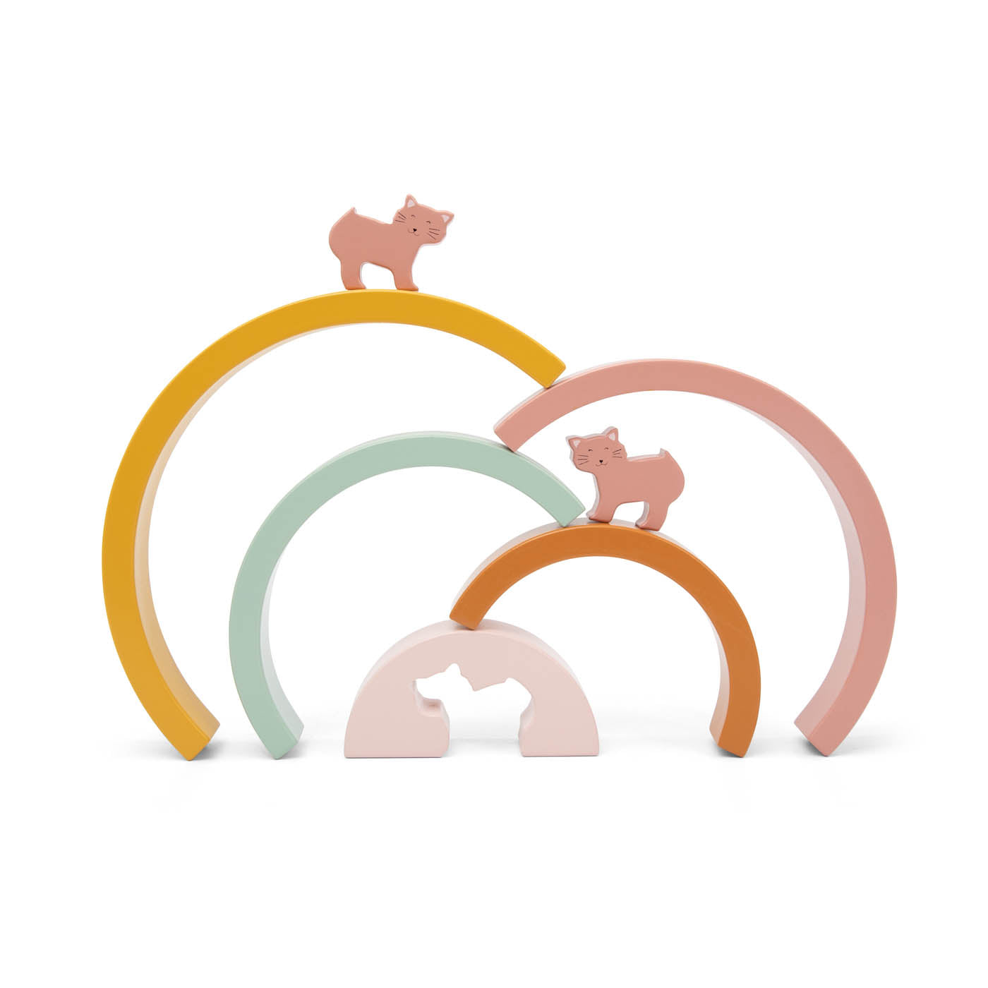 Trixie Baby Jouets à empiler Arc-en-ciel à empiler en bois Mrs. Cat FSC