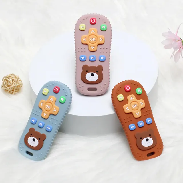 Baby-Crea Anneau de dentition bébé télécommande rouge tomette en silicone