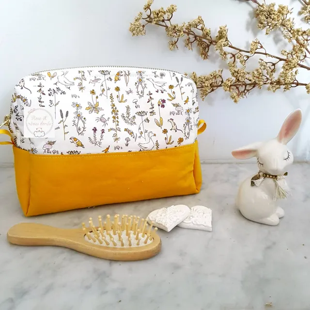 Rose et rêves dorés Trousses de toilette Calisson trousse coton doublée