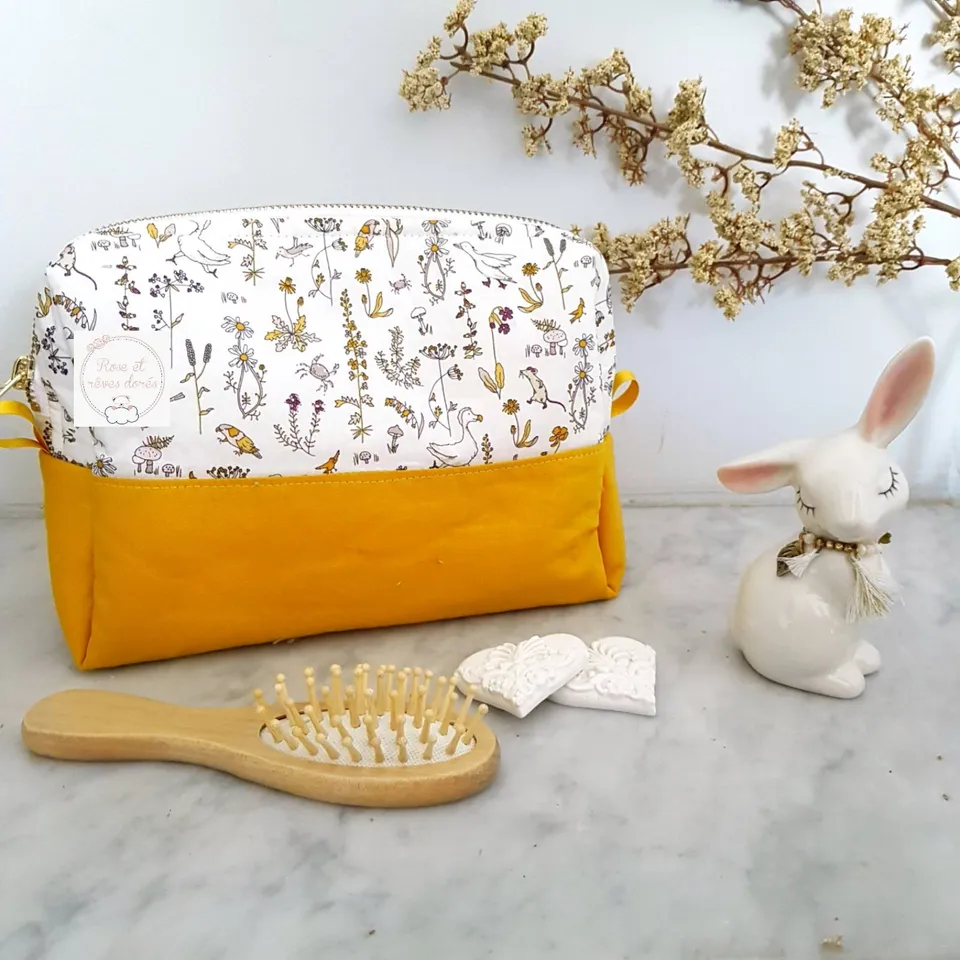 Rose et rêves dorés Trousses de toilette Calisson trousse coton doublée