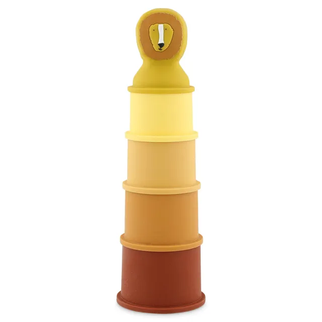 Trixie Baby Jouets à empiler Gobelets empilables 5 pièces Mrs. Lion en silicone