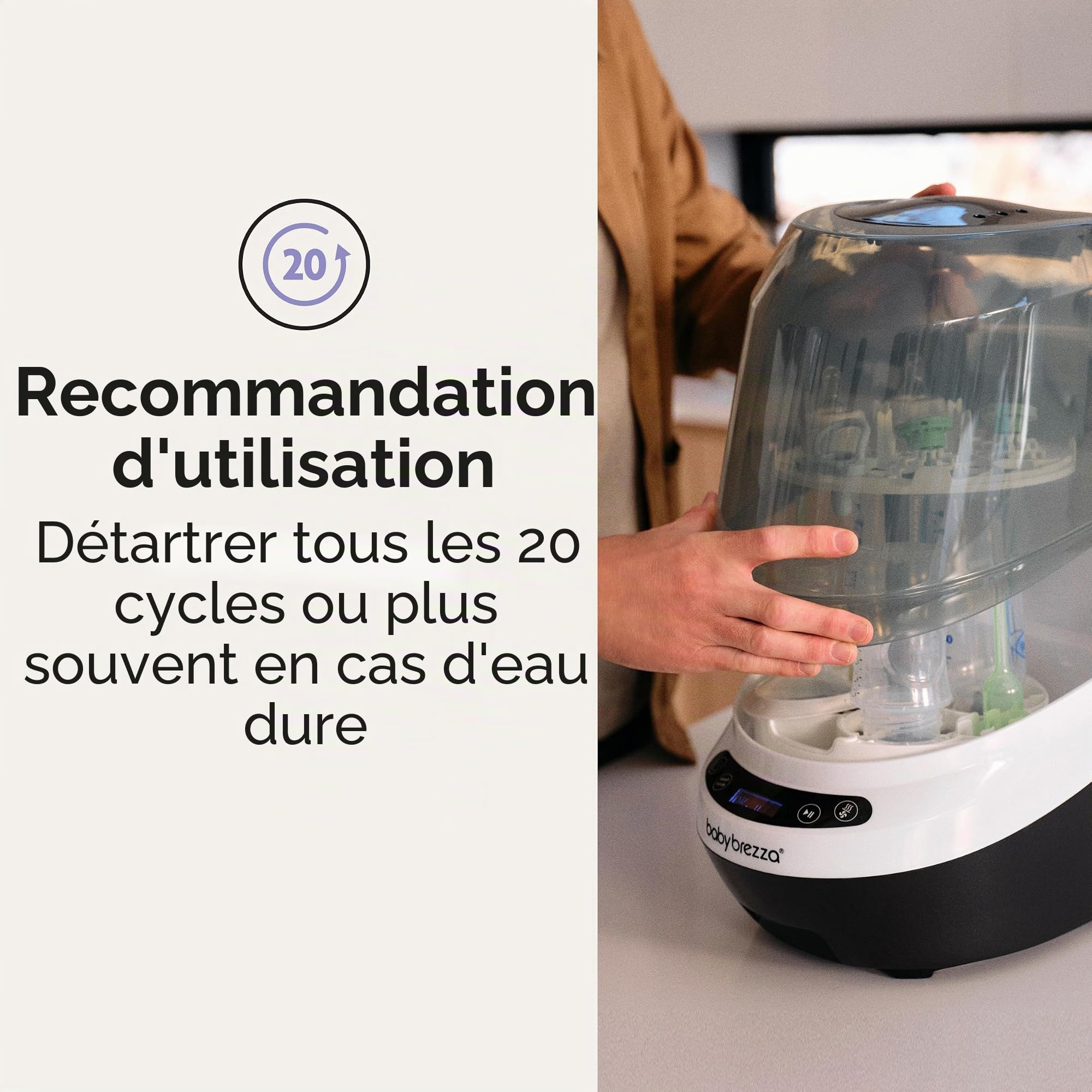 Baby Brezza Pièces et entretien pastilles détartrantes Bottle Washer Pro 20 pièces
