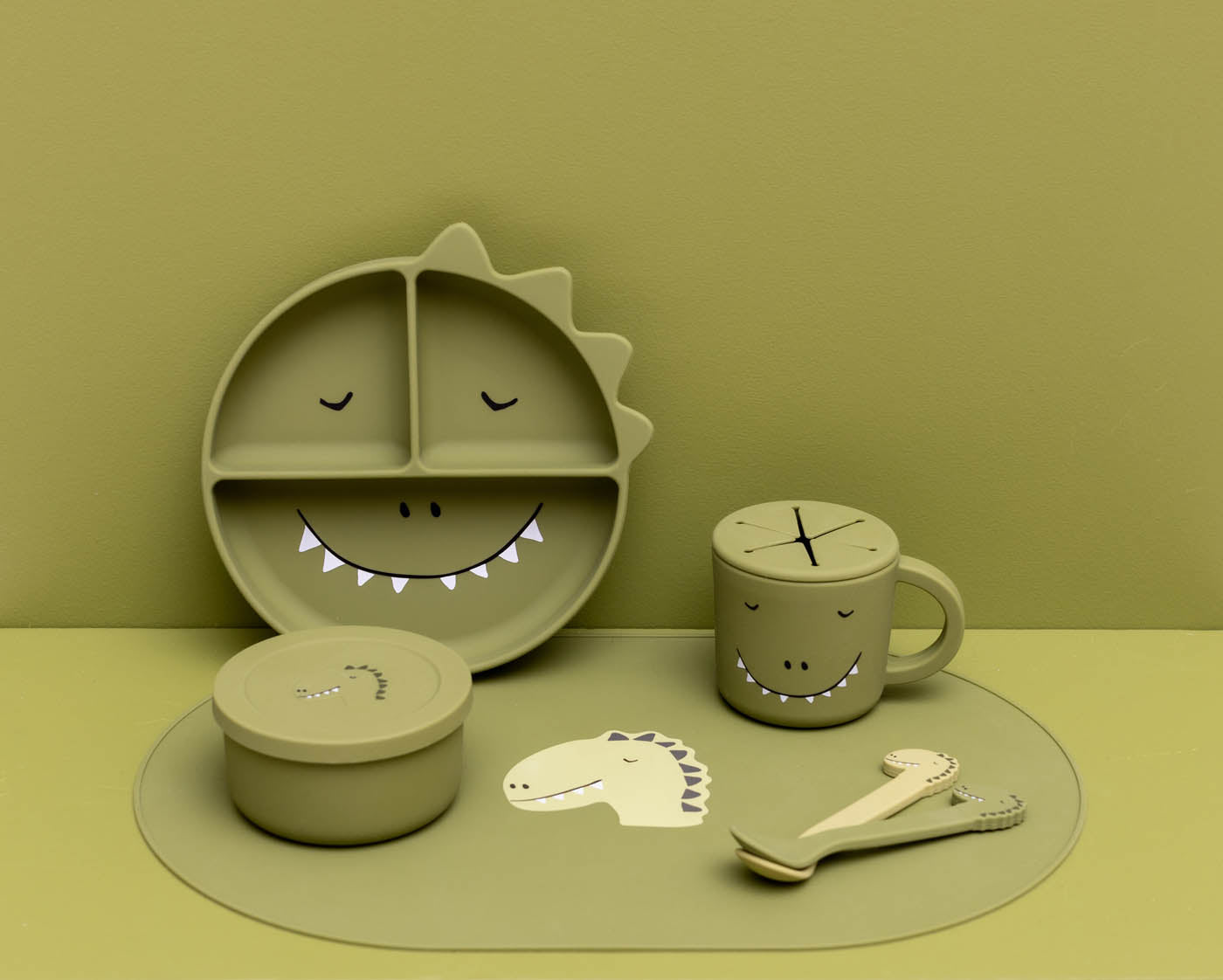 Trixie Baby Tasses et gobelets Mr. Dino tasse à collation en silicone anti-goutte