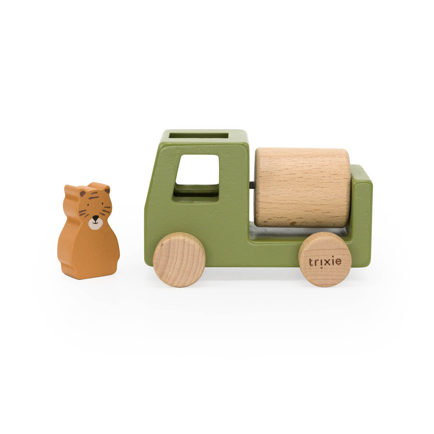 Trixie Baby Jouets à roulettes Jeu de voitures de chantier animaux en bois