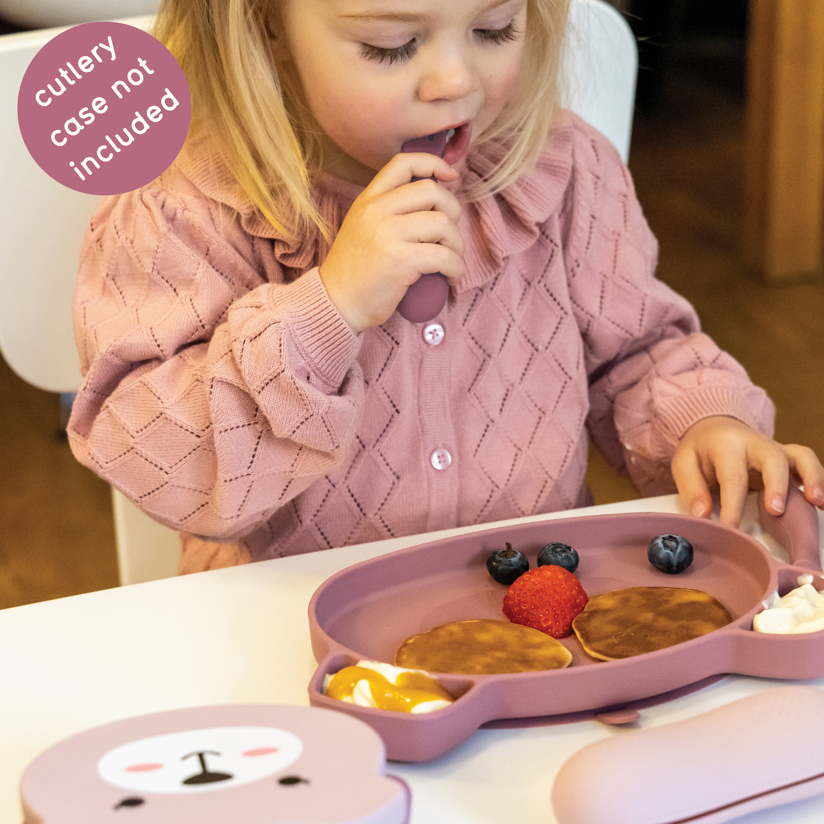 Tum Tum Bowls & Plates set repas bébé rose en silicone avec ventouses