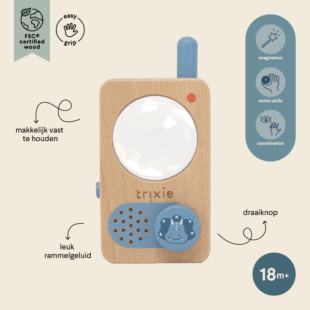 Trixie Baby Jeu symbolique Talkie-walkie en bois Mr. Triceratops
