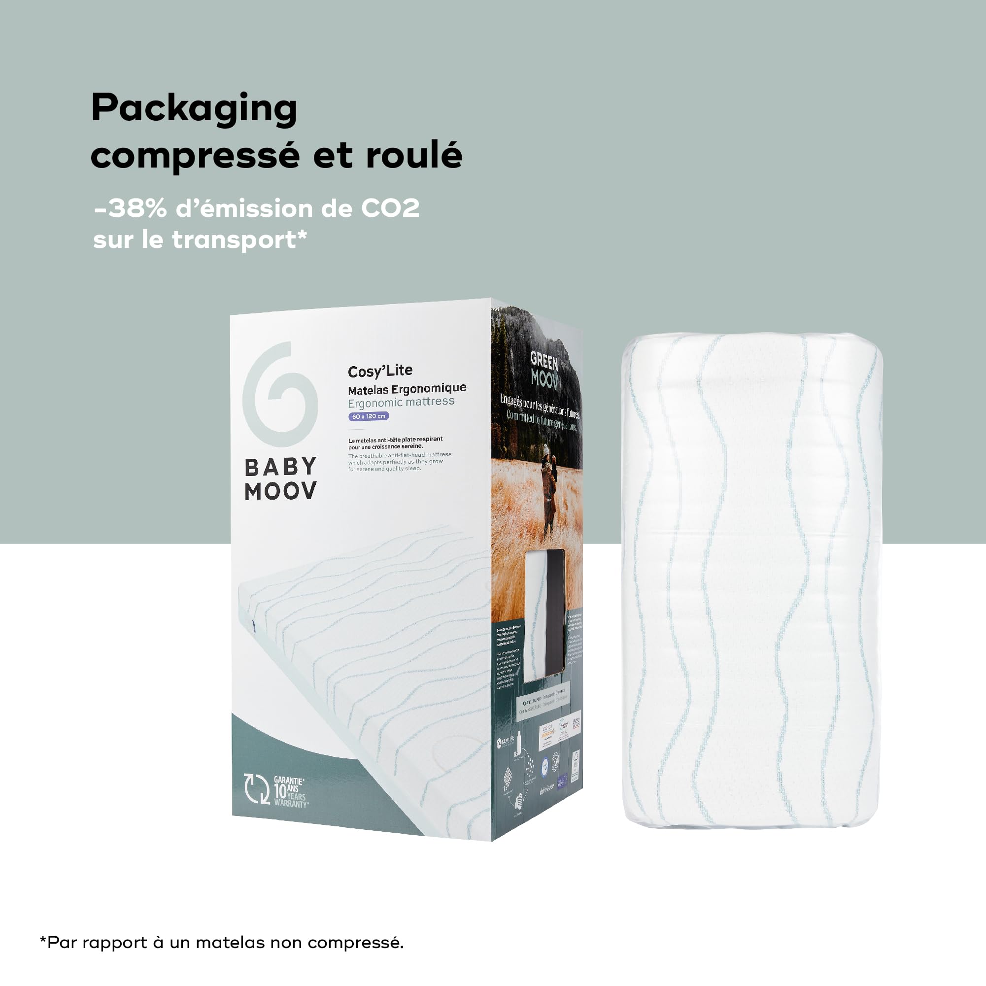 Babymoov Moov / Moov & Cosy’Lite Ergonomique matelas bébé 60 x 120 cm
