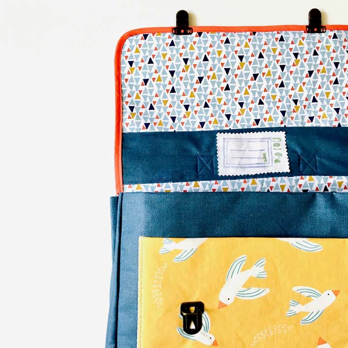 PIOLOU Le Cartable Primaire Cartable oiseaux bleu pétrole renforcé