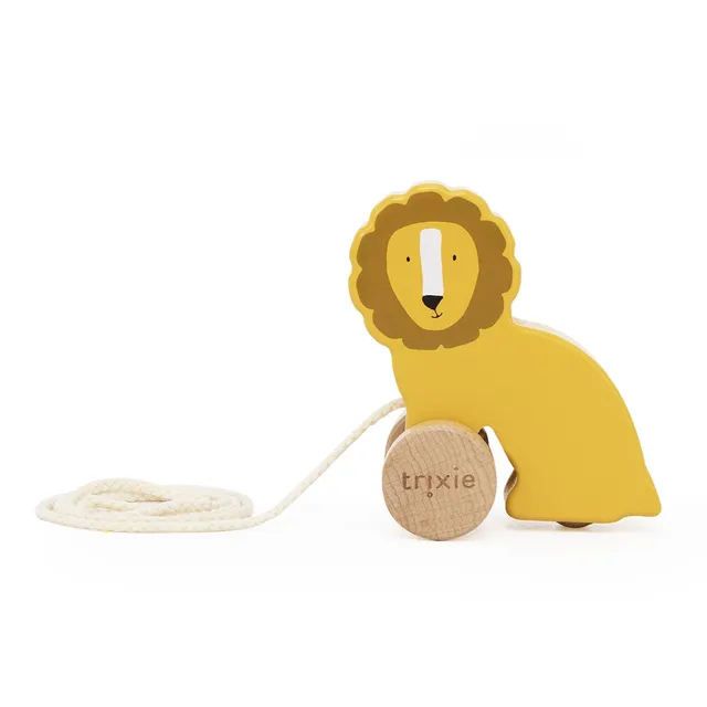 Trixie Baby Jouets à pousser et à tirer Petit jouet à tirer en bois Mr. Lion