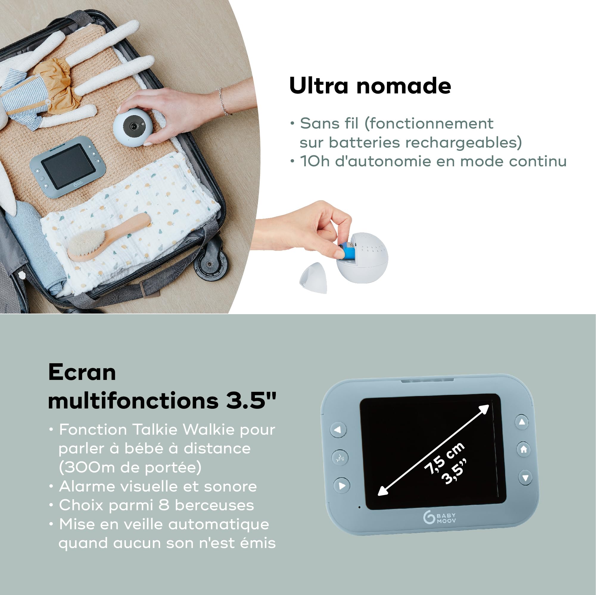 Babymoov YOO Roll babyphone caméra rechargeable