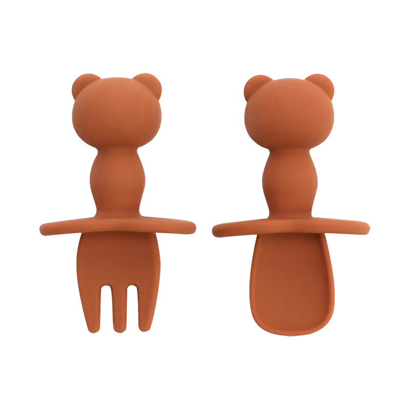 Baby-Crea Vaisselle Bébé Couvert pour Bébé en Silicone couvert rouge tomette DME