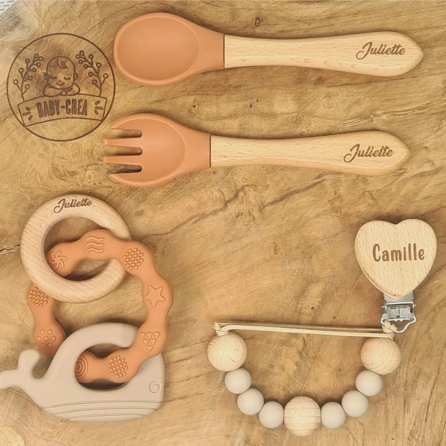 Baby-Crea Coffret naissance personnalisé couverts bébé bleu marine prénom