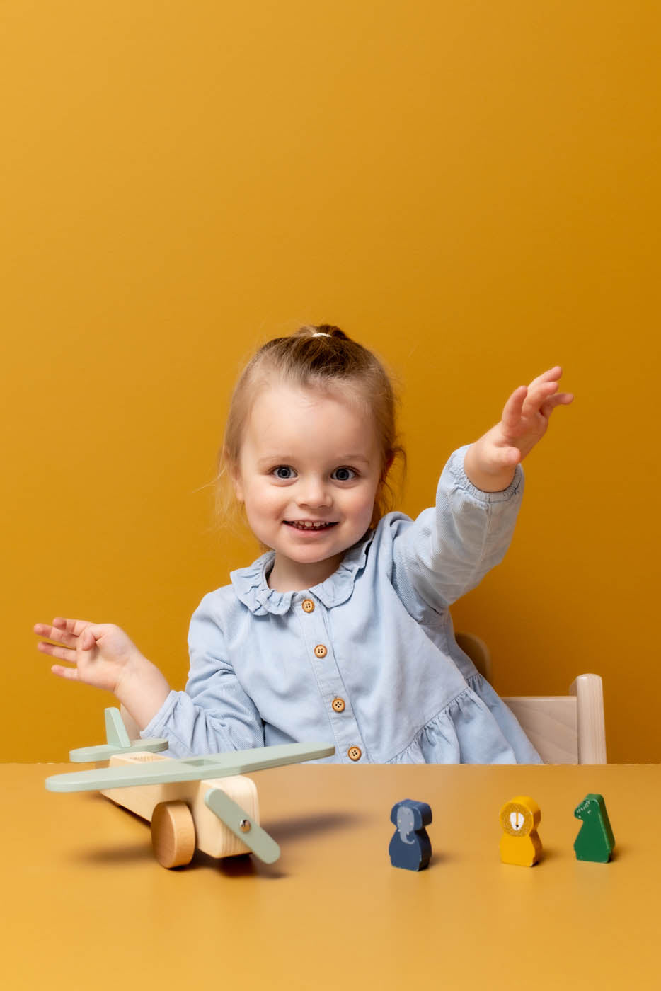 Trixie Baby Jouets à pousser et à tirer Avion en bois animaux