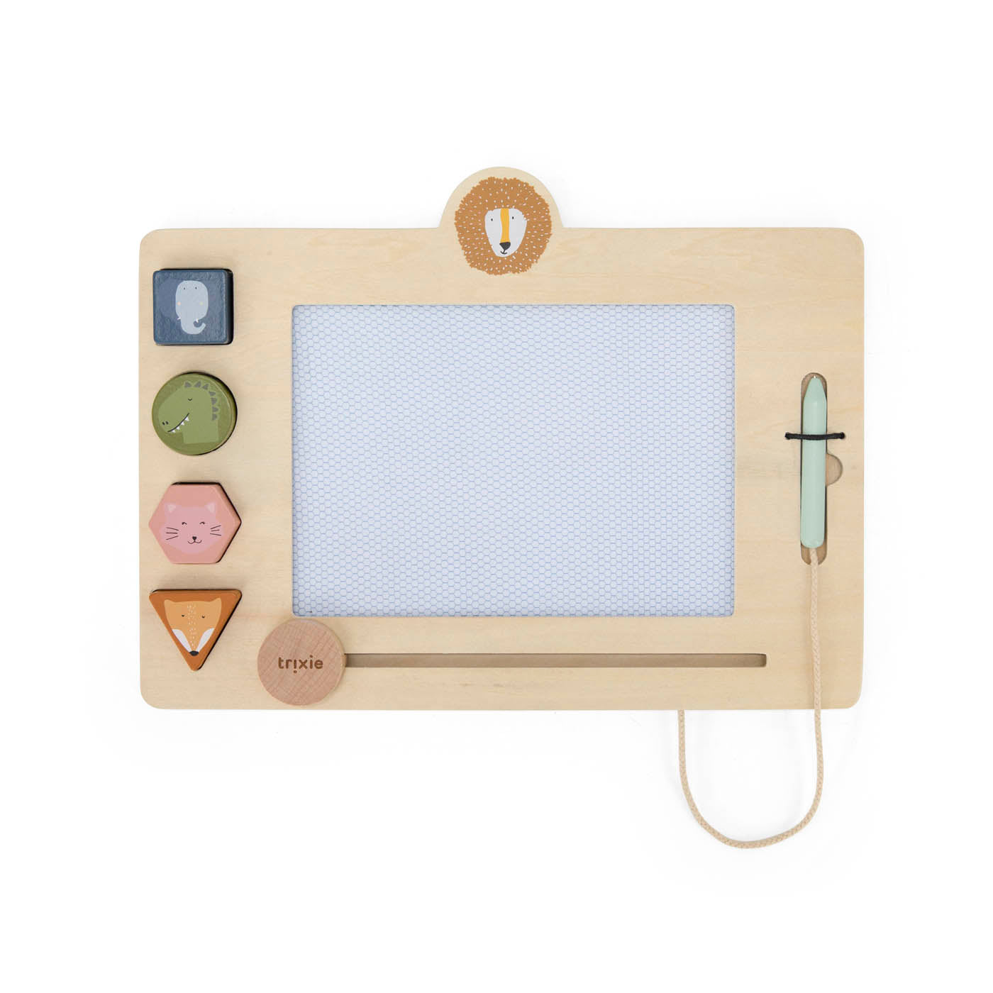 Trixie Baby Tableau à dessin en bois, tampons magnétiques animaux