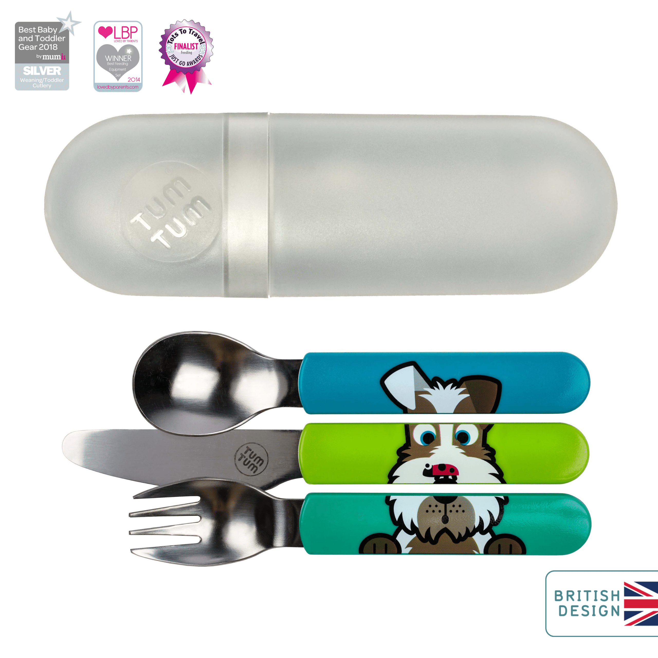 Tum Tum Cutlery Scruff the Dog couverts enfant avec étui