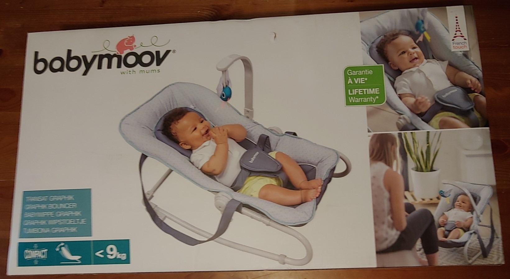 Babymoov Swoon Graphik transat bébé bleu fixe balancelle