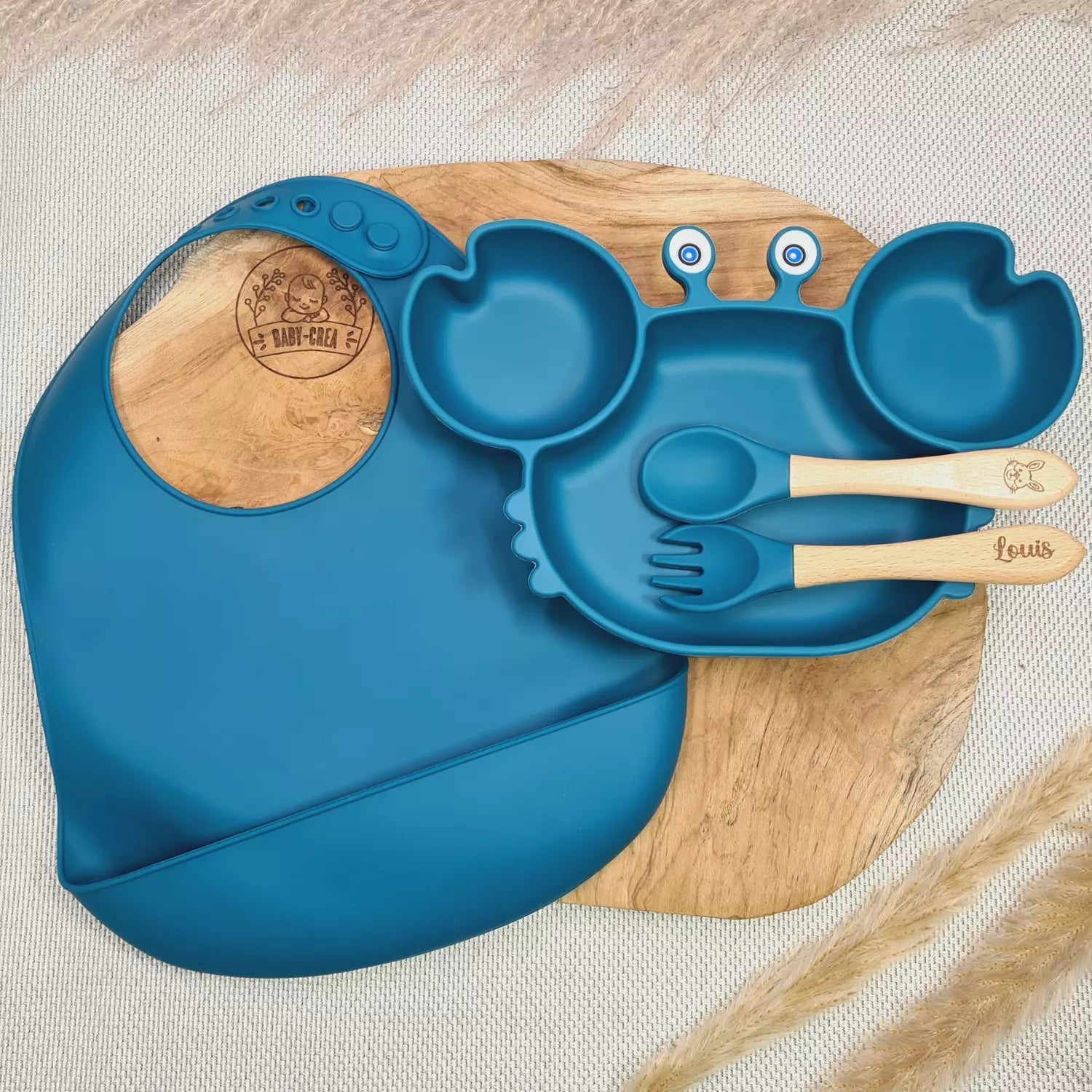 Baby-Crea Coffret repas bébé assiette Crabe Rouge tomette