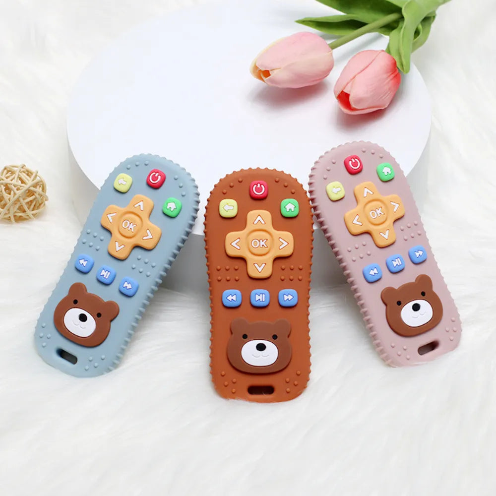 Baby-Crea Anneau de dentition bébé télécommande rouge tomette en silicone