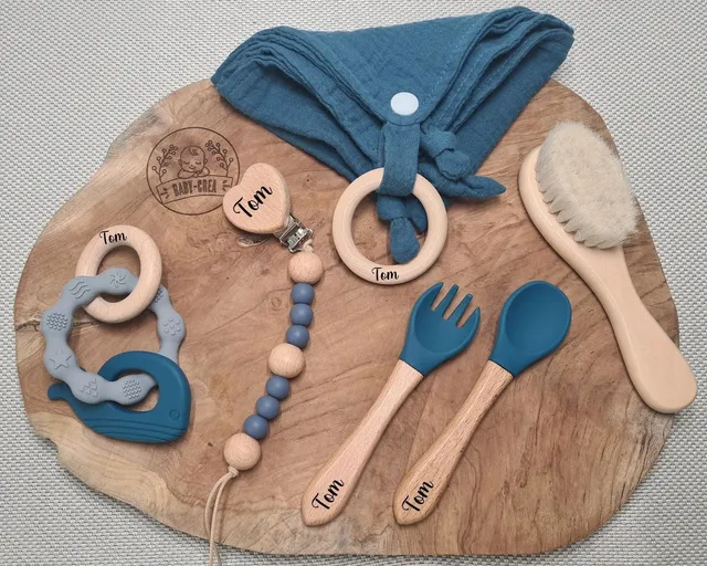 Baby-Crea Coffret naissance personnalisé édition Dauphin vert olive