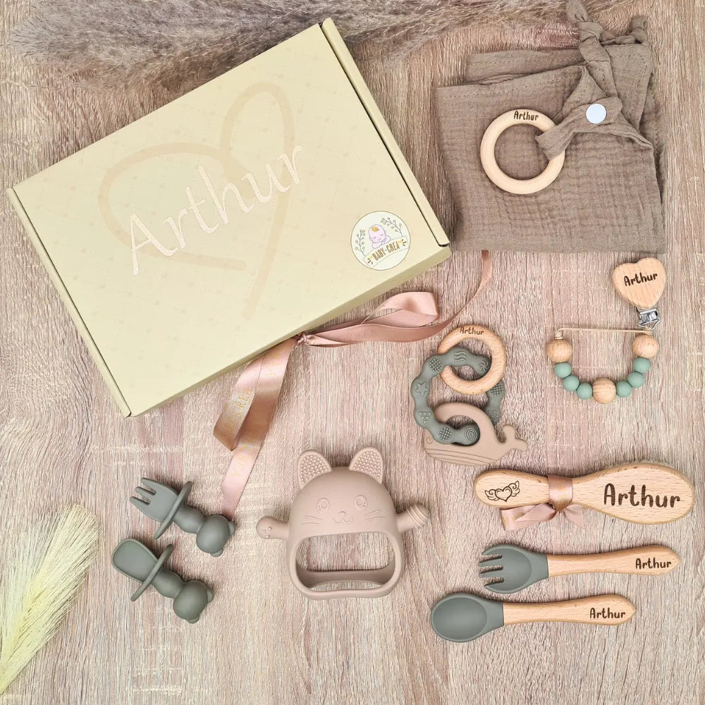 Baby-Crea Coffret naissance personnalisé Cadeau de naissance original et utile vert