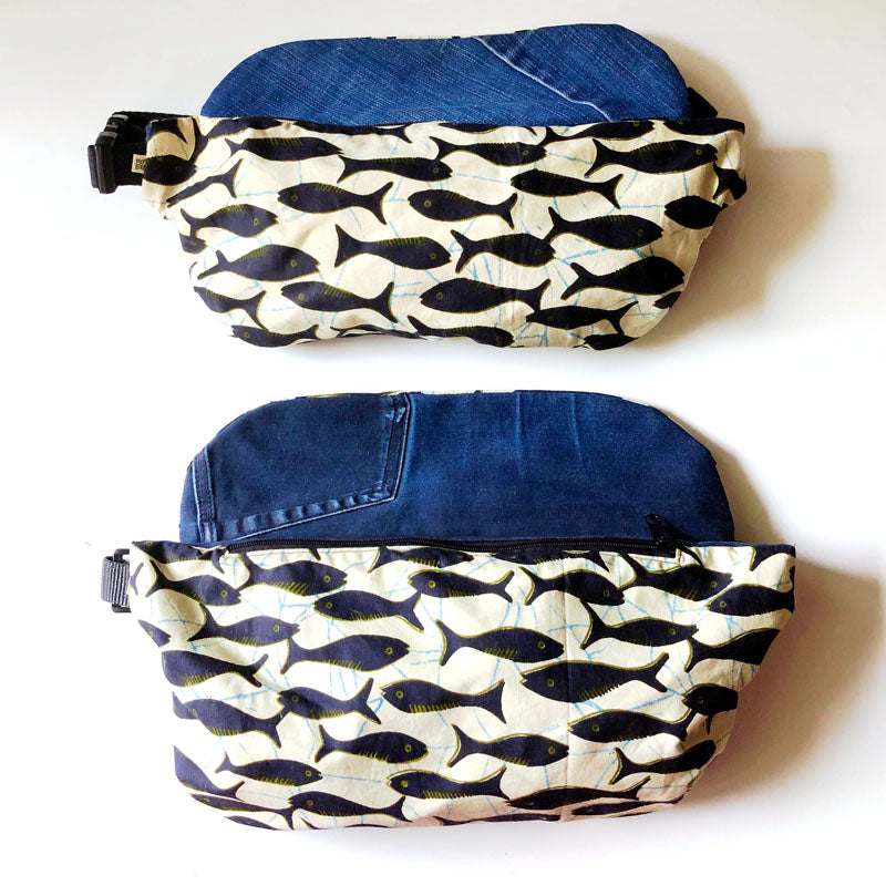 Piolou Le Sac Banane La banane wax écrue fish sac banane PM