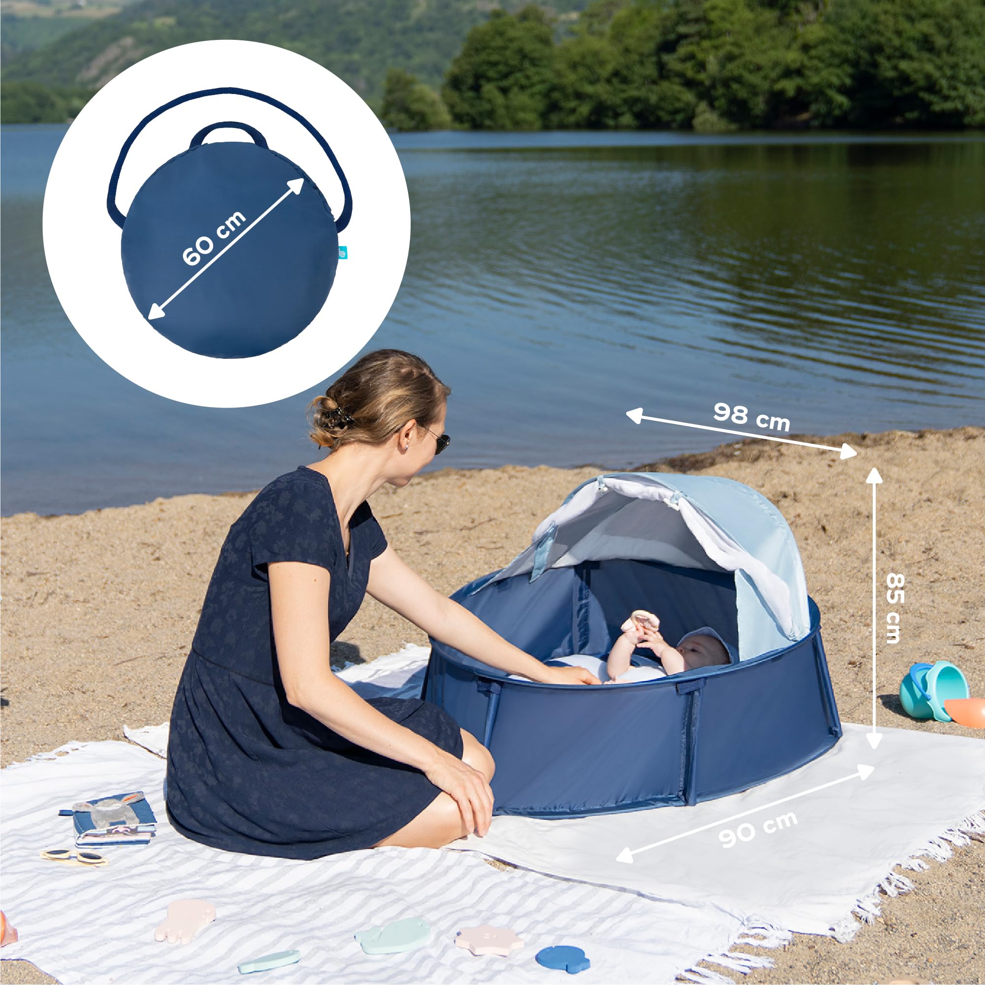 Babymoov Babyni aire de jeux bébé Marinière anti-UV FPS 50+