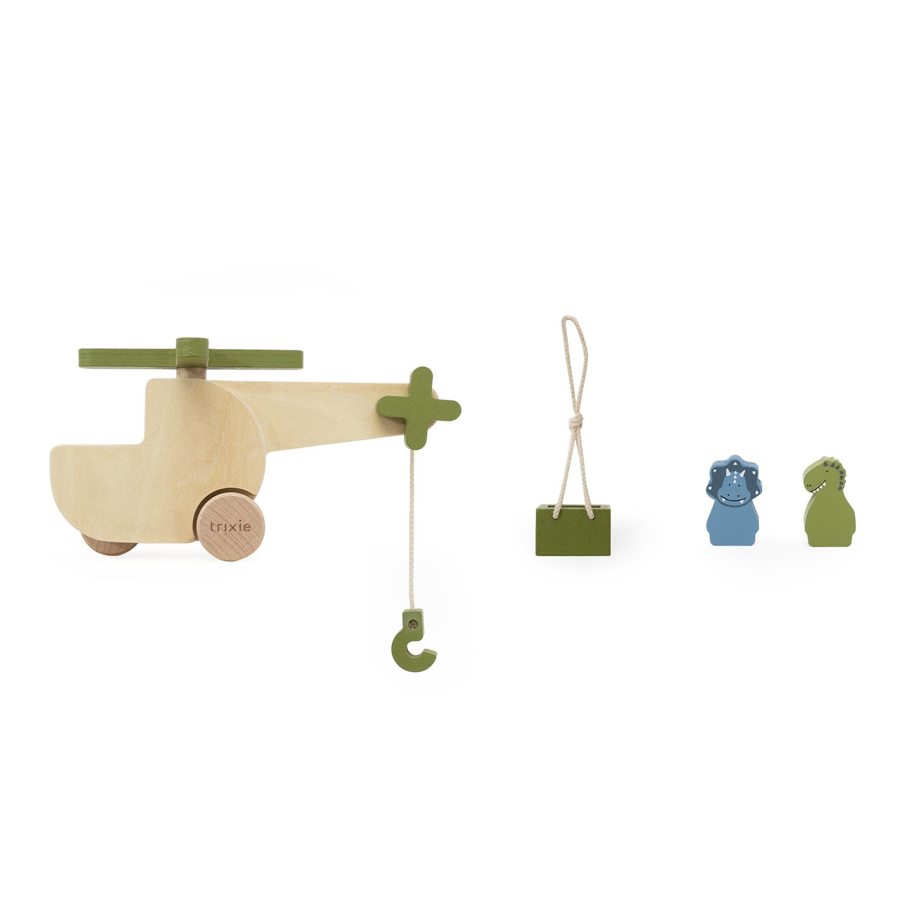Trixie Baby Jouets à pousser et à tirer Hélicoptère d’animaux en bois FSC