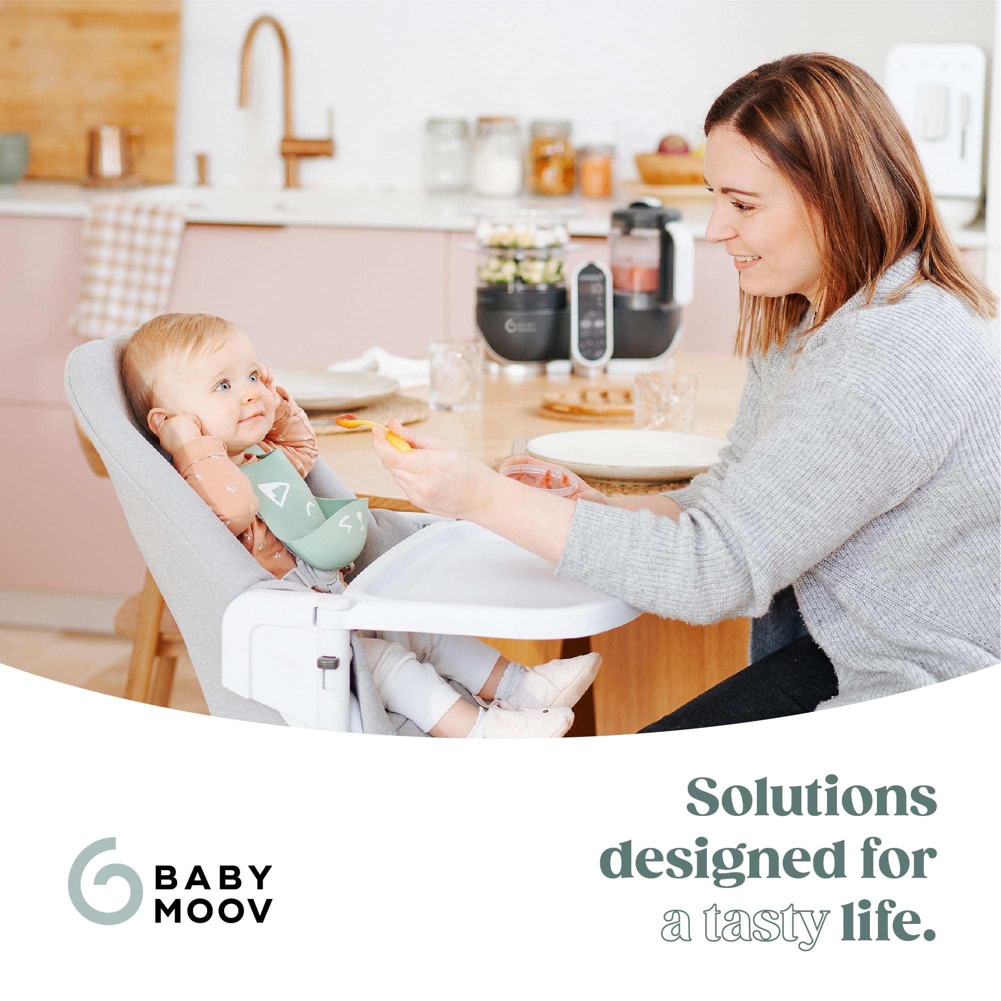 Babymoov Nutribaby(+) robot cuiseur bébé beige avec 6 pots en verre 250 ml