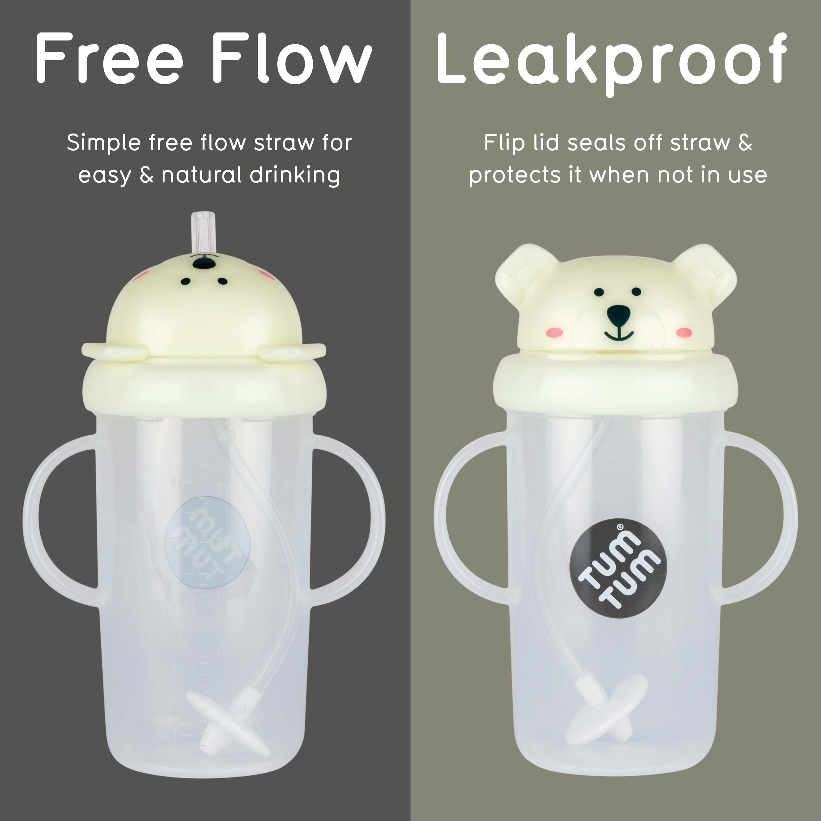 Tum Tum Cups Tall Tippy Up tasse à paille lumineuse Pete Polar Bear 300 ml