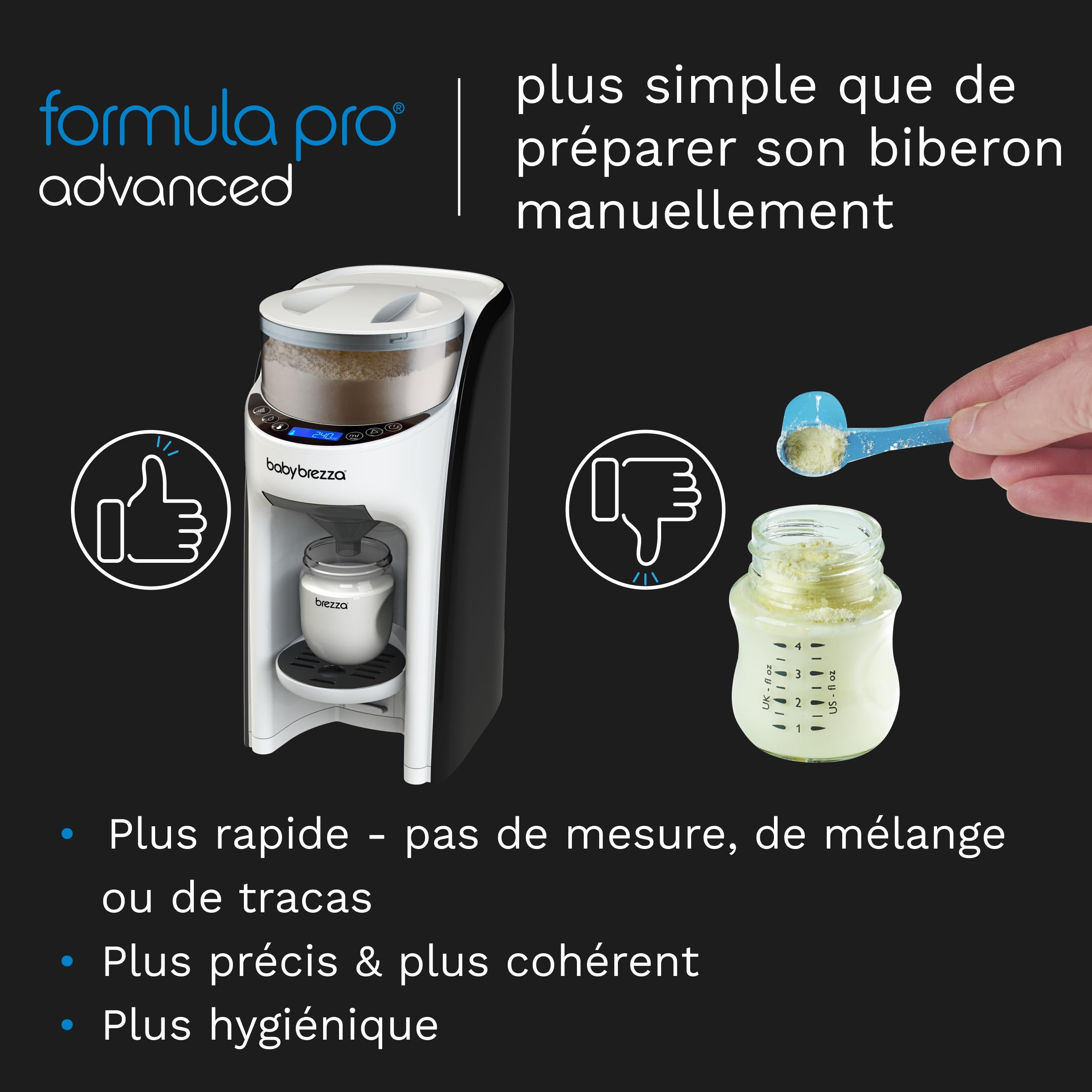 Baby Brezza Formula Pro Advanced préparateur de biberon noir et blanc automatique