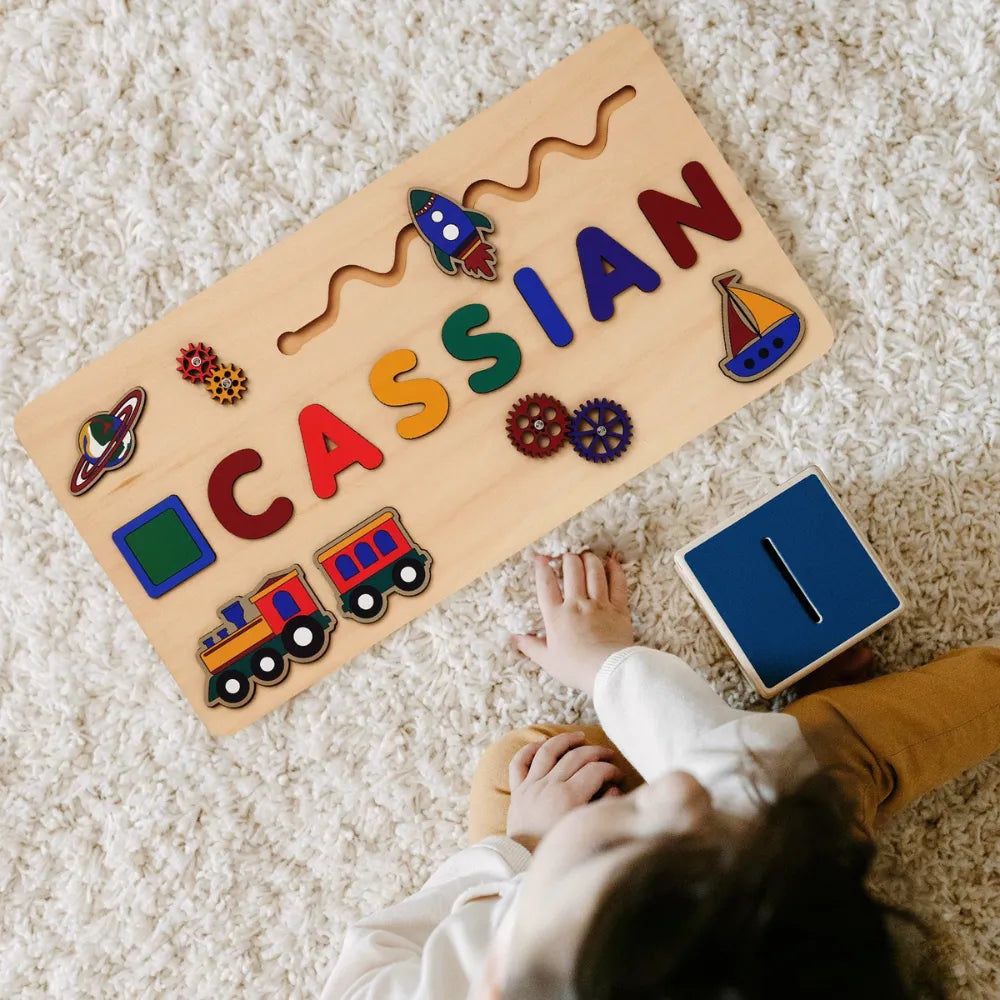 Baby-Crea Puzzle bébé en bois personnalisé puzzle prénom espace