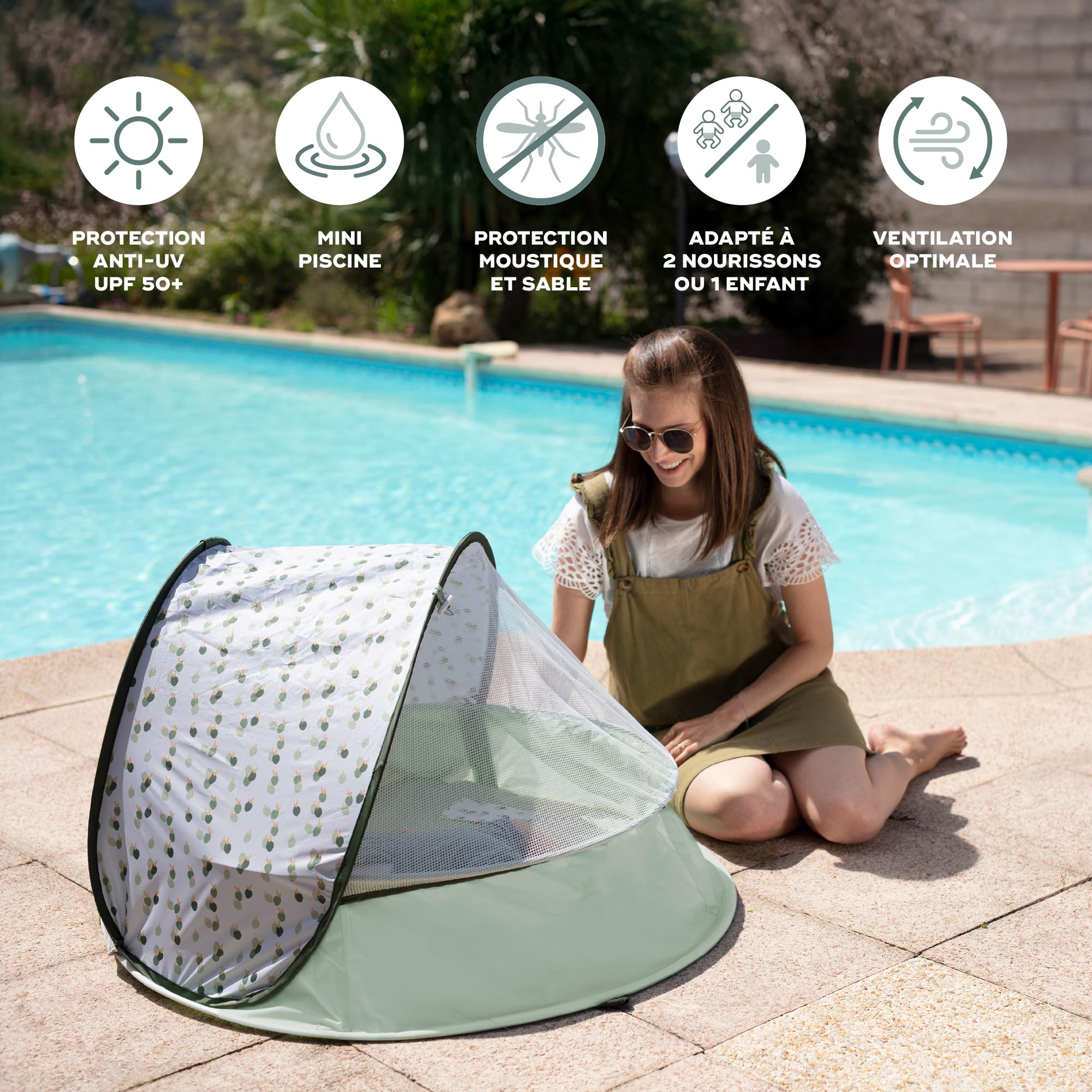 Babymoov Aquani Provence aire de jeux bébé 3 en 1 Marinière anti-UV